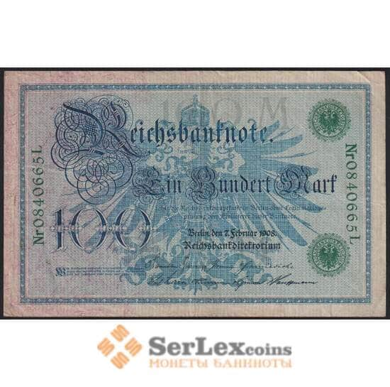 Германия банкнота 100 марок 1908 Р34 VF арт. 48647