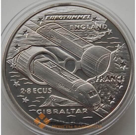 Гибралтар монета 2,8 экю 1993 BU Евротуннель арт. 13959