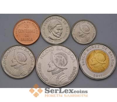 Монета Панама набор 1 5 10 25 50 сентесимо 1 бальбоа 2008-2017 UNC арт. 37566