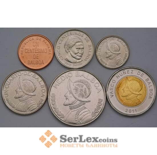Панама набор 1 5 10 25 50 сентесимо 1 бальбоа 2008-2017 UNC арт. 37566
