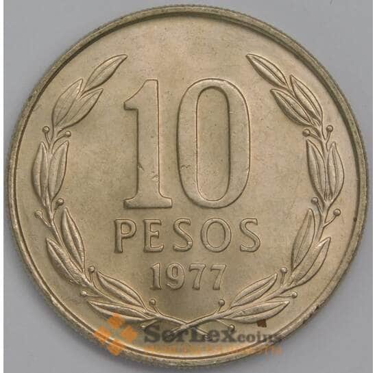 Чили монета 10 песо 1977 КМ210 UNC арт. 41993