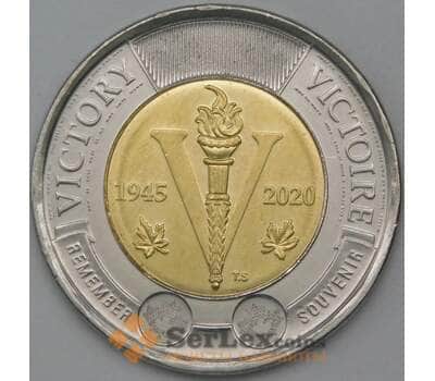 Монета Канада 2 доллара 2020 75 лет Победы, окончания Второй Мировой войны Простая  арт. 23830