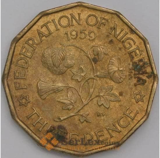 Нигерия монета 3 пенса 1959 КМ3 AU-aUNC арт. 43522