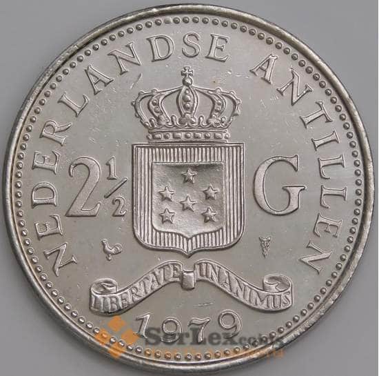 Нидерландские Антиллы монета 2 1/2 гульдена 1979 КМ19 UNC арт. 47602