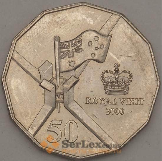 Австралия монета 50 центов 2000 КМ437 AU Королевский визит  арт. 21572