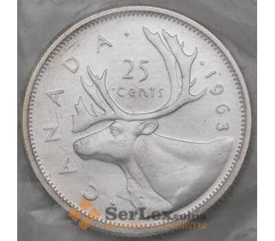 Монета Канада 25 центов 1963 КМ62 BU запайка арт. 30727