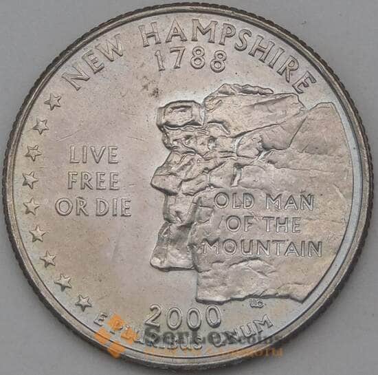 США 25 центов 2000 D КМ308 UNC Нью Гемпшир  арт. 26553