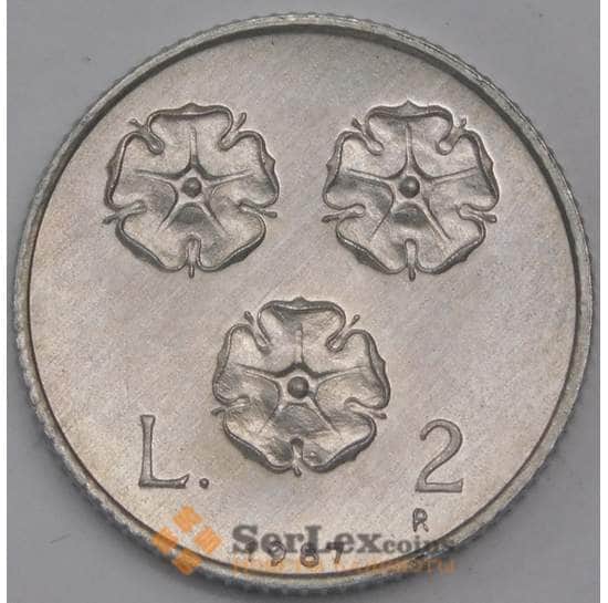 Сан-Марино монета 2 лиры 1987 КМ202 UNC 15 лет возобновлению чеканки монет арт. 40987