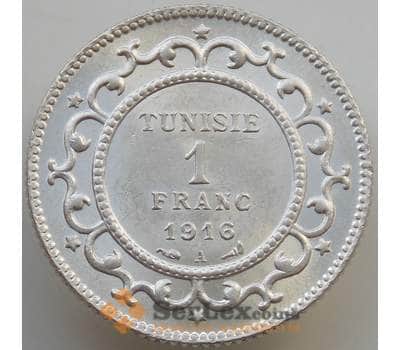 Монета Тунис 1 франк 1916 КМ238 UNC арт. 14141