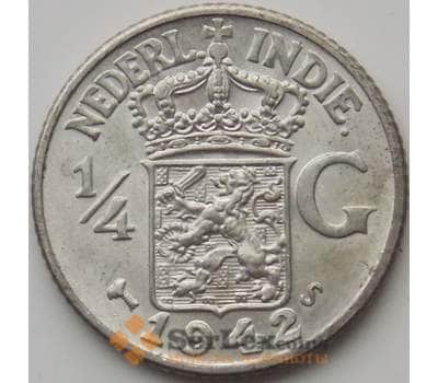 Монета Нидерландская Восточная Индия 1/4 гульдена 1942 S КМ319 XF арт. 12186