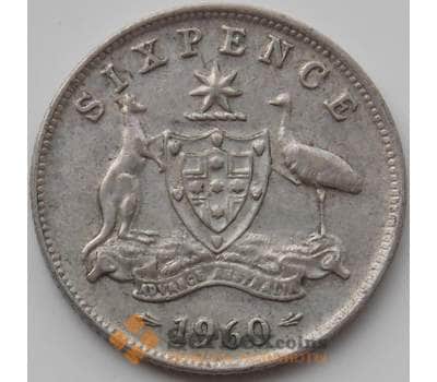 Монета Австралия 6 пенсов 1960 КМ58 XF арт. 12299