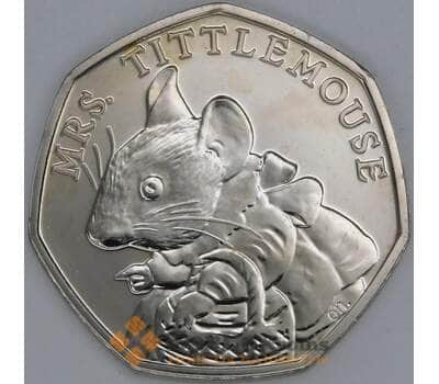 Монета Великобритания 50 пенсов 2018 UC189 BU Миссис Мыштон Mrs. Tittlemouse арт. 40039