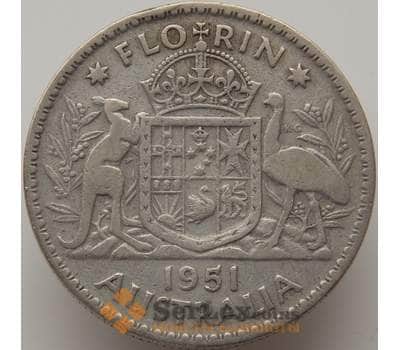 Монета Австралия 1 флорин 1951 КМ48 F-VF арт. 9289