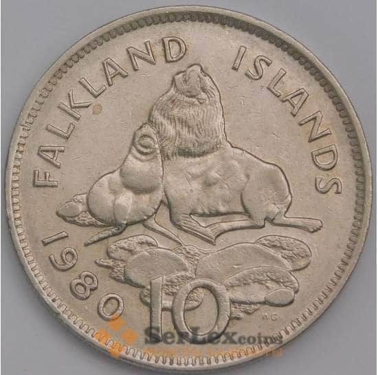 Фолклендские острова 10 пенсов 1980 КМ5.1 XF Морской лев арт. 38801