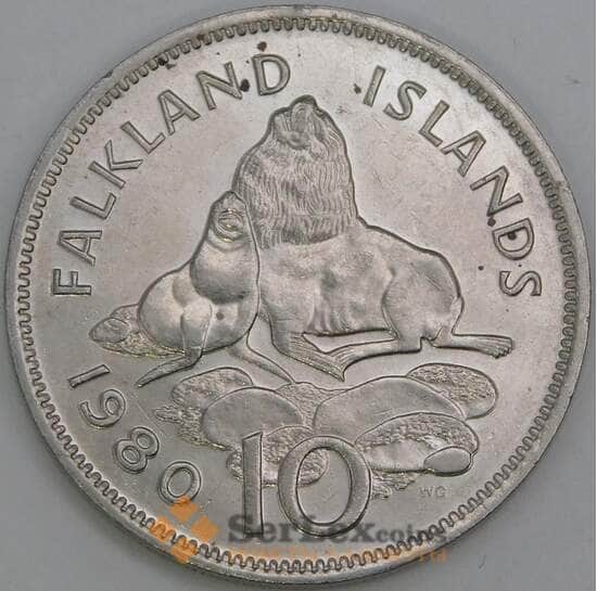 Фолклендские острова 10 пенсов 1980 КМ5.1 XF Морской лев арт. 38801