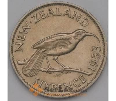Монета Новая Зеландия 6 пенсов 1955 КМ26.1 XF арт. 8454