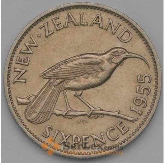 Новая Зеландия 6 пенсов 1955 КМ26.1 XF арт. 8454