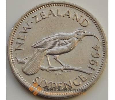 Монета Новая Зеландия 6 пенсов 1956-1965 КМ26.2 XF арт. 8458