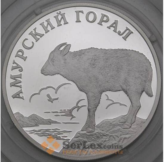 Россия 1 рубль 2002 Proof Красная книга - Амурский Горал арт. 29666