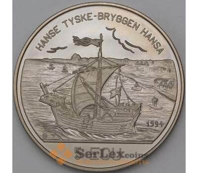 Монета Норвегия 5 экю 1994 BU Экспедиция Хансена, корабль арт. 27092