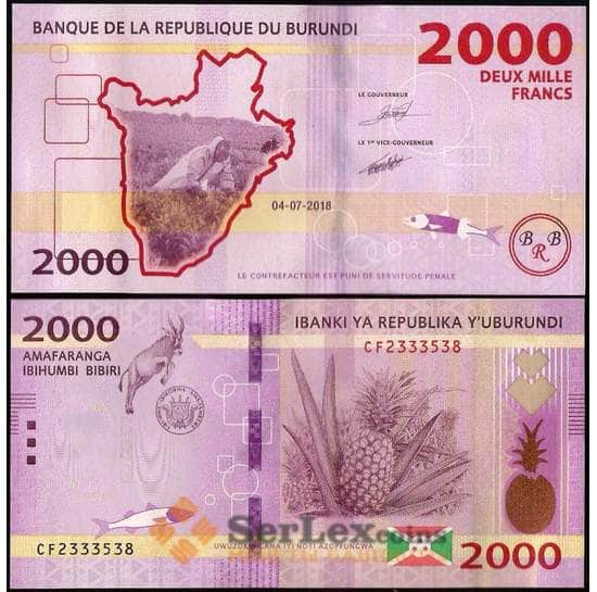 Бурунди 2000 франков 2018 Р52 UNC арт. 29144