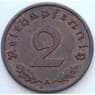 Германия 2 пфеннига (рейхспфеннига) 1939 А КМ90 AU (J05.19) арт. 16796
