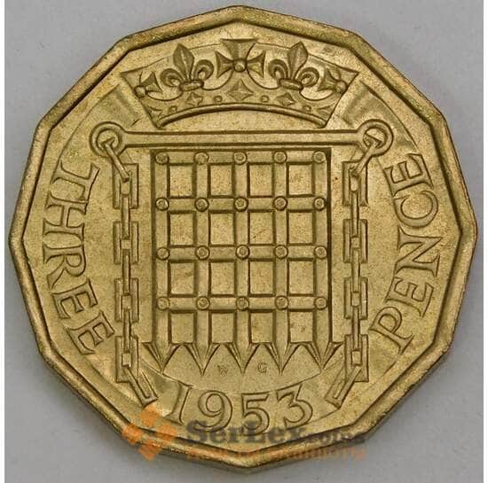 Великобритания 3 пенса 1953 КМ886 UNC арт. 56020 Великобритания 3 пенса 1953 КМ886 UNC арт. 56020