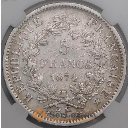 Франция монета 5 франков 1874 КМ820 XF арт. 40421