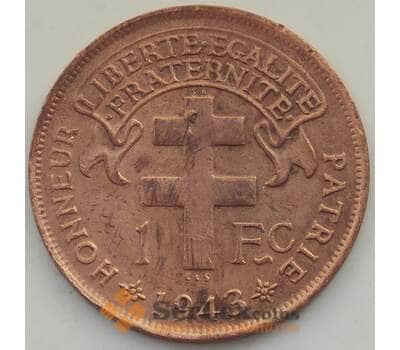 Монета Камерун 1 франк 1943 КМ7 XF Libre арт. 13060