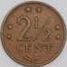 Нидерландские Антильские острова монета 2 1/2 цента 1973 КМ9 XF арт. 44743