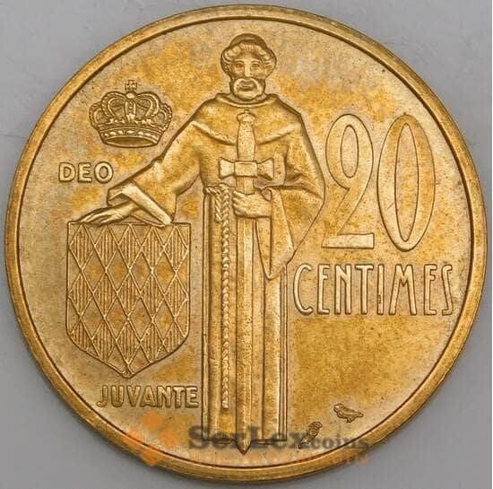 Монако монета 20 сантимов 1962 КМ143 AU арт. 47362