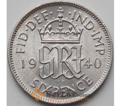 Монета Великобритания 6 пенсов 1940 КМ852 UNC арт. 12086