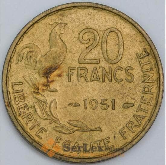 Франция 20 франков 1951 КМ917.1 AU-aUNC арт. 57335