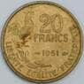 Франция 20 франков 1951 КМ917.1 AU-aUNC арт. 57335