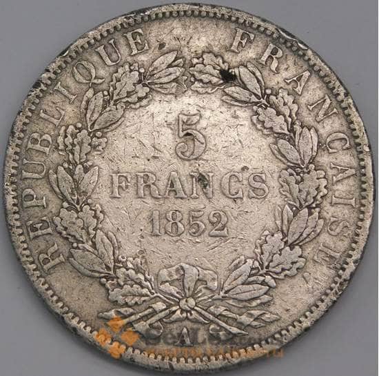 Франция 5 франков 1852 КМ773 F арт. 40597