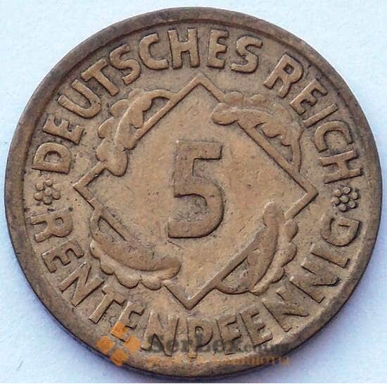 Германия 5 пфеннигов 1923 D КМ39 XF (J05.19) арт. 16806