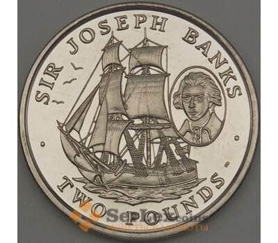 Монета Южная Джорджия и Южные Сэндвичевы острова 2 фунта 2001 BU Корабль Сэр Джозеф Бэнкс (ОС) арт. 21485