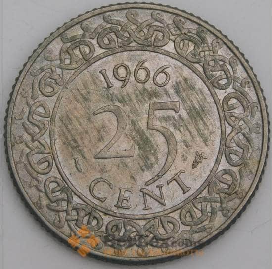 Суринам монета 25 центов 1966 КМ14 ХF арт. 44507