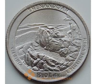 Монета США 25 центов 2014 22 Национальный парк Шенандоа D арт. 7026