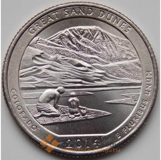 США 25 центов 2014 24 Национальный парк Грейт-Санд-Дьюнс P арт. 7030