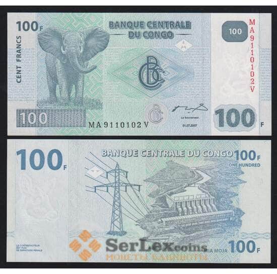 Конго 100 франков 2007 Р98а UNC Hôtel des Monnaies, Kinshasa арт. 52422