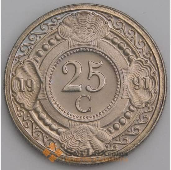 Нидерландские Антиллы монета 25 центов 1991 КМ35 BU арт. 46184