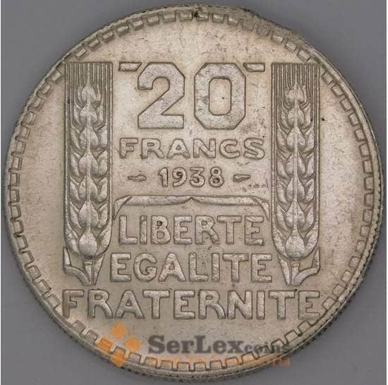 Франция 20 франков 1938 КМ879 F арт. 40607
