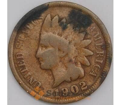США монета 1 цент 1902 КМ90а F арт. 43892