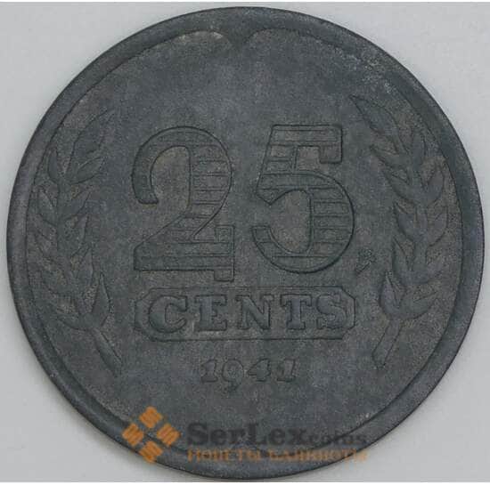 Нидерланды 25 центов 1941 КМ174 XF арт. 56325