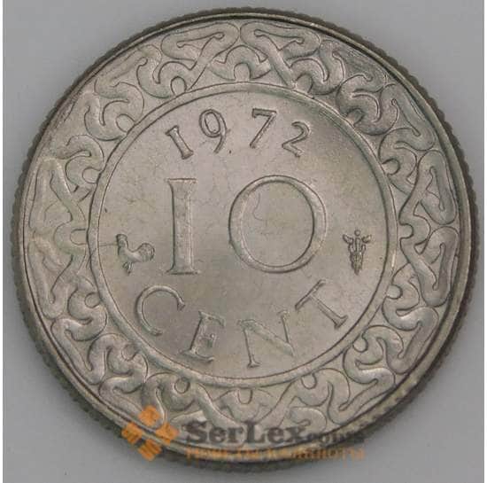 Суринам монета 10 центов 1972 КМ13 UNC арт. 46261