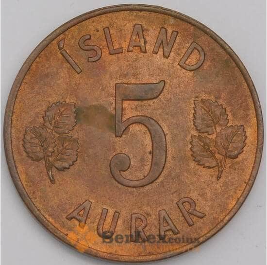 Исландия монета 5 эйре 1966 КМ9 aUNC арт. 42389