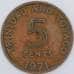 Тринидад и Тобаго 5 центов 1971 КМ2 VF арт. 57541