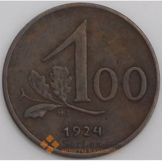 Австрия монета 100 крон 1924 КМ2832 XF арт. 38532