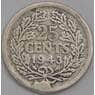 Нидерланды монета 25 центов 1943 КМ164 F арт. 43606
